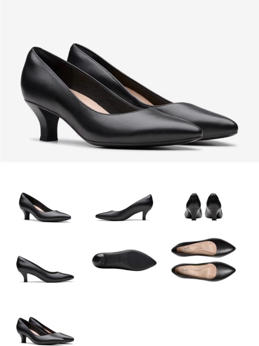 Clarks Kepley Vine Black Pointed Toe Mid Heel Pumps Size 9.5 NWOB